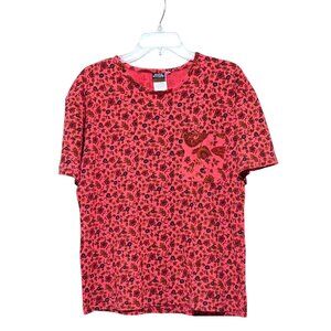 Vintage Judy Knapp Top M Paisley Pocket Short Sleeves Cotton Romantic Resort